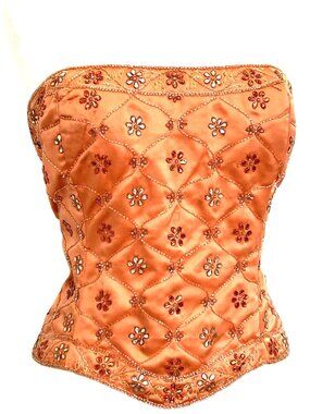 JASDEE Vintage Bustier Corset Hand Work Beading On Satin Style F3100